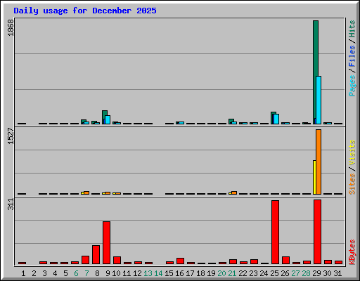 Daily usage for December 2025